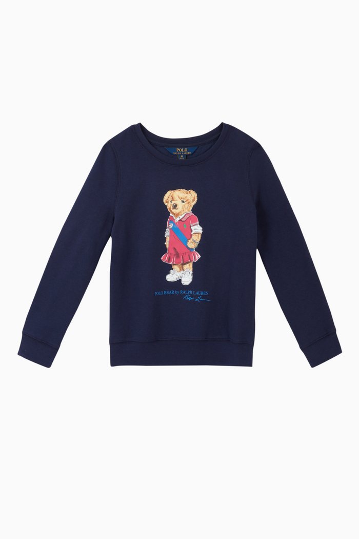 

Bear Graphic Sweatshirt in Cotton, Blue
