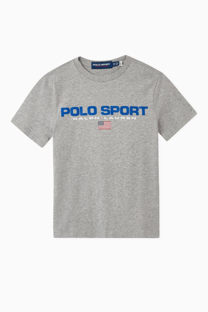 Polo Sport Print Jersey T-shirt in Cotton, Grey