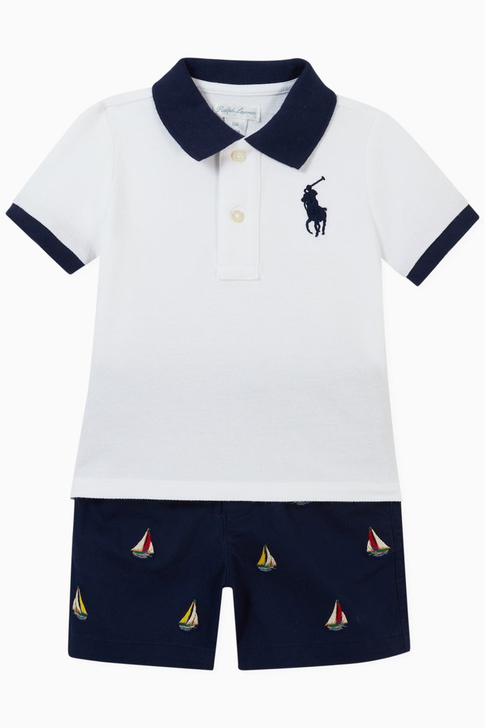 

Polo Shirt & Shorts Set in Cotton, Multicolour