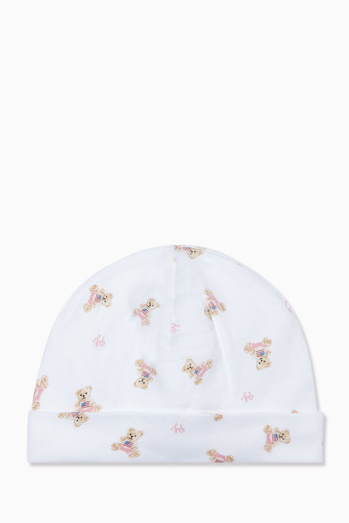 Polo Bear Cotton Hat, White