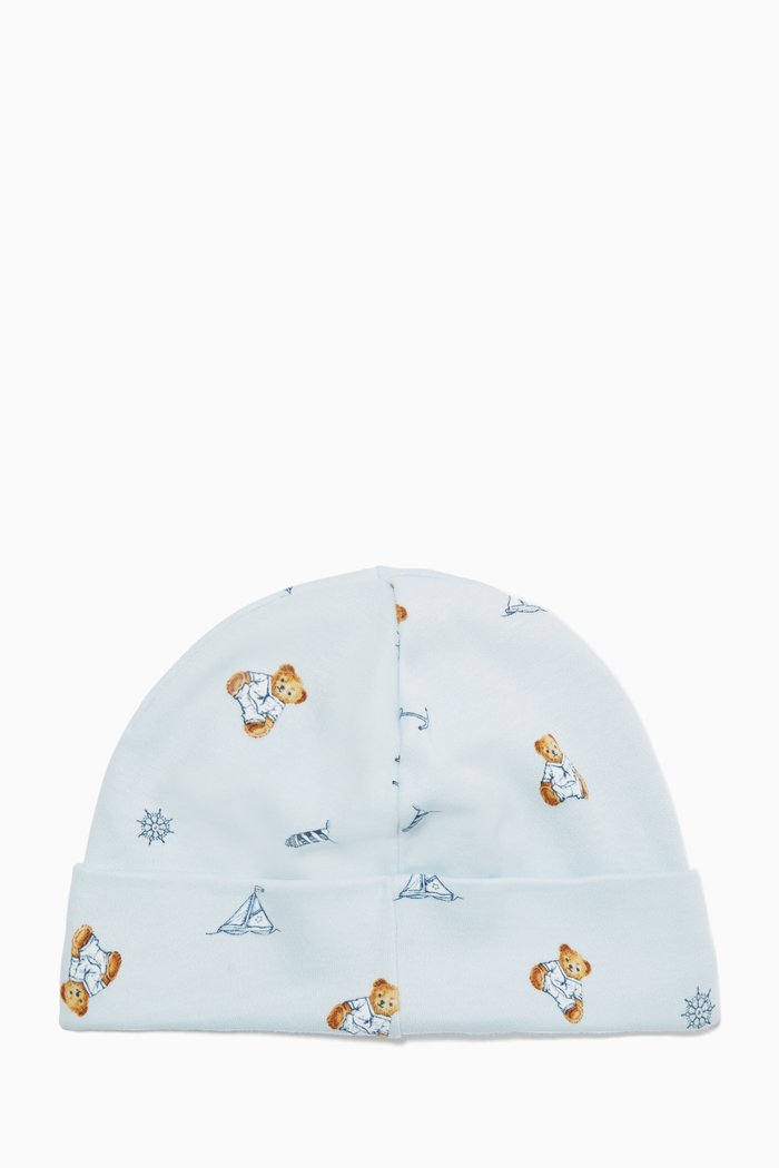

Polo Bear Cotton Interlock Hat in Cotton, Blue