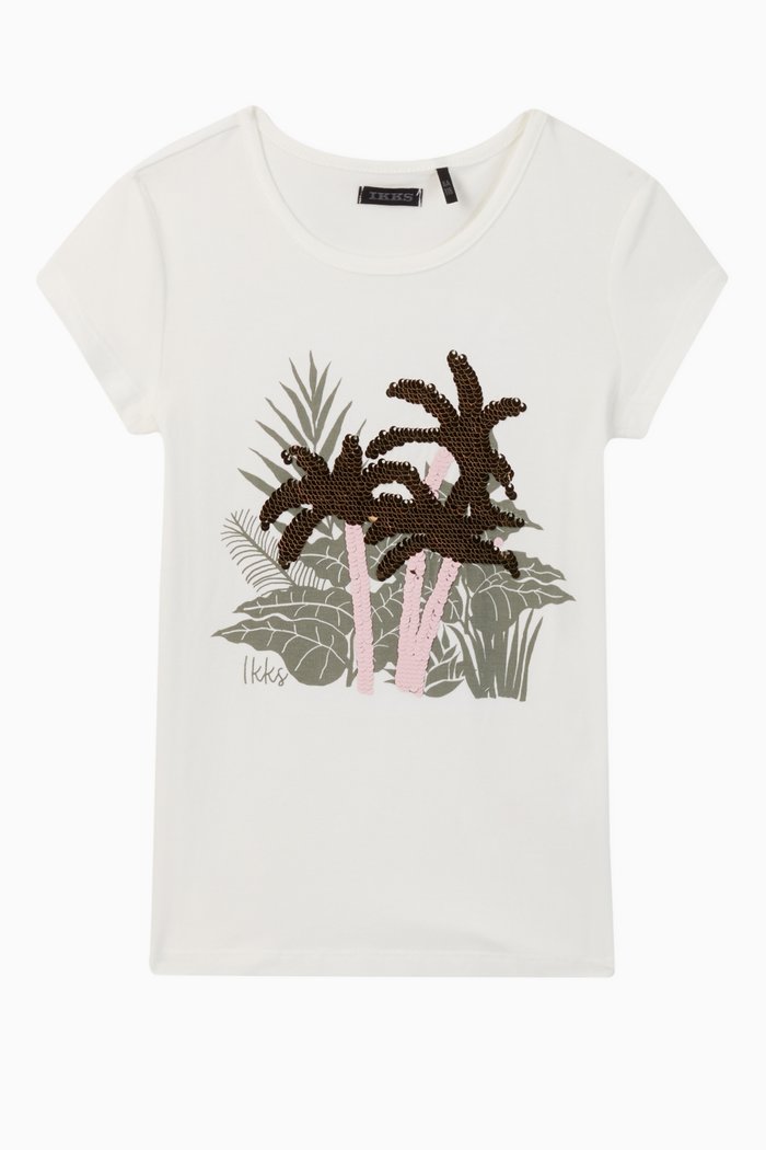 

Sequin Palm Trees Jersey T-Shirt, White