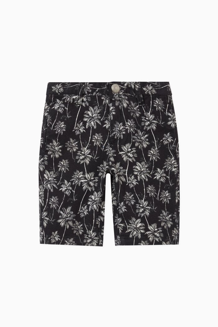 

Palmtrees Printed Shorts in Cotton, Black