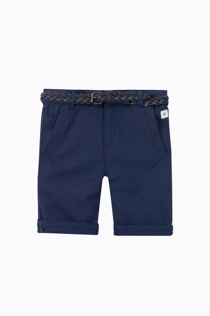 

Textured Cotton Shorts, Blue
