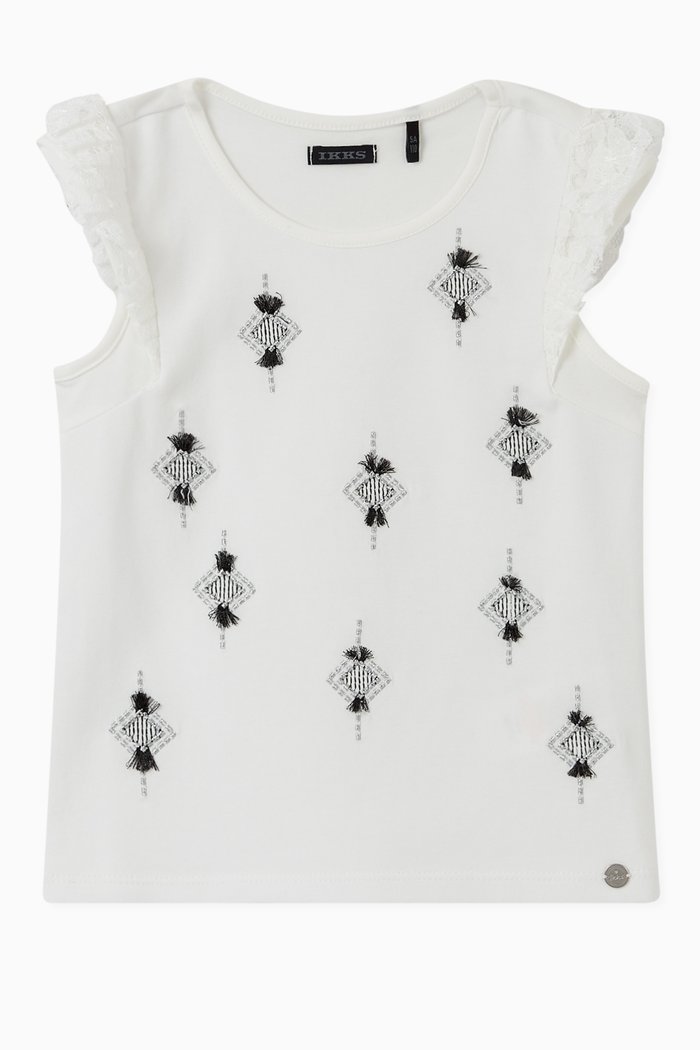

Metallic Embroidered Jersey T-shirt, White