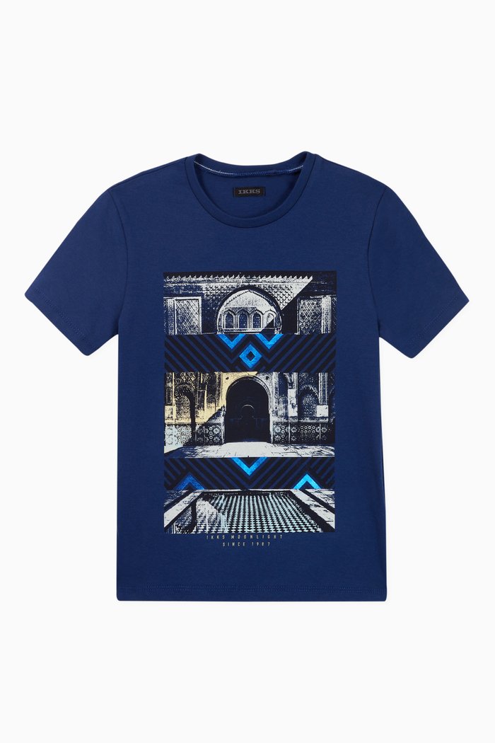 

Riad Graphic Print Jersey T-Shirt, Blue