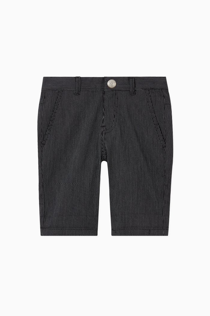 

Stripes Print Shorts in Cotton, Black