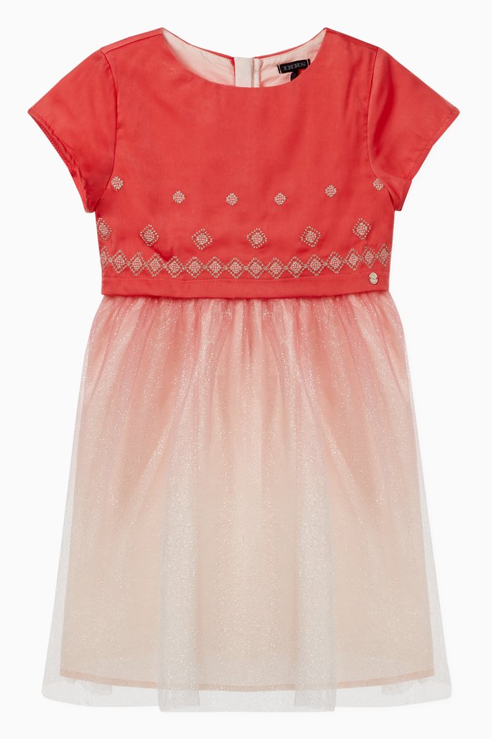 

2 in 1 Embroidered Tulle Dress, Pink