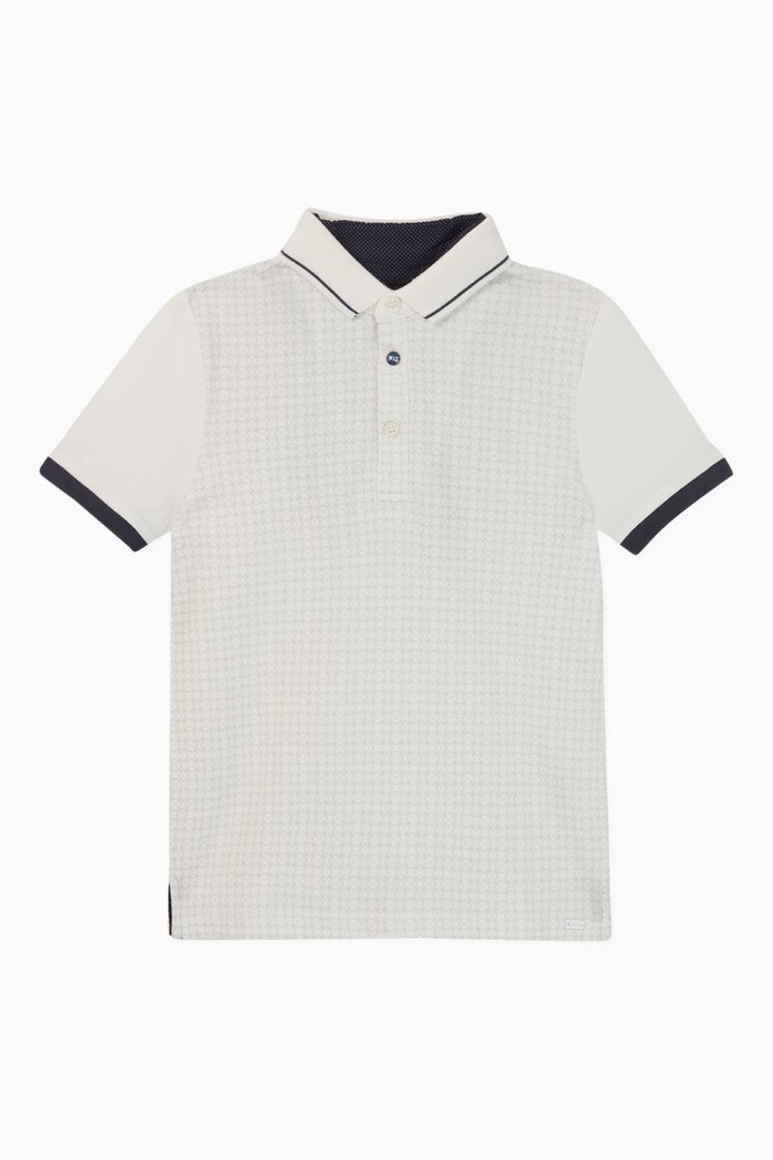 

Printed Cotton Polo Shirt, White