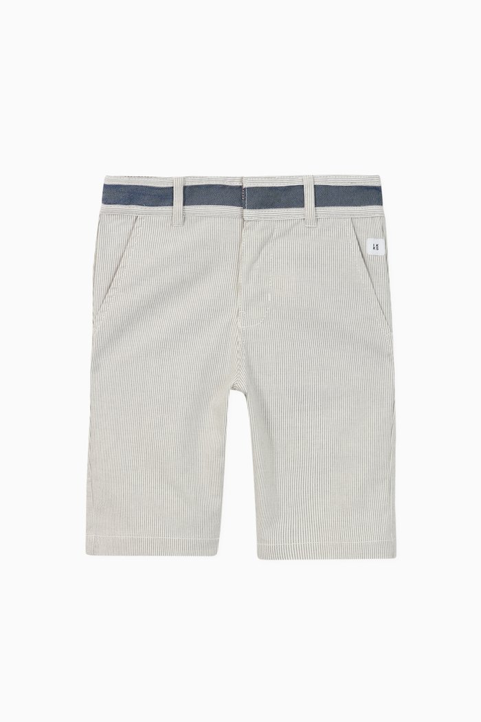 

Striped Cotton Shorts, Grey