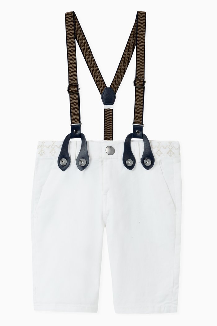 

Cotton Twill Dungaree Shorts, White