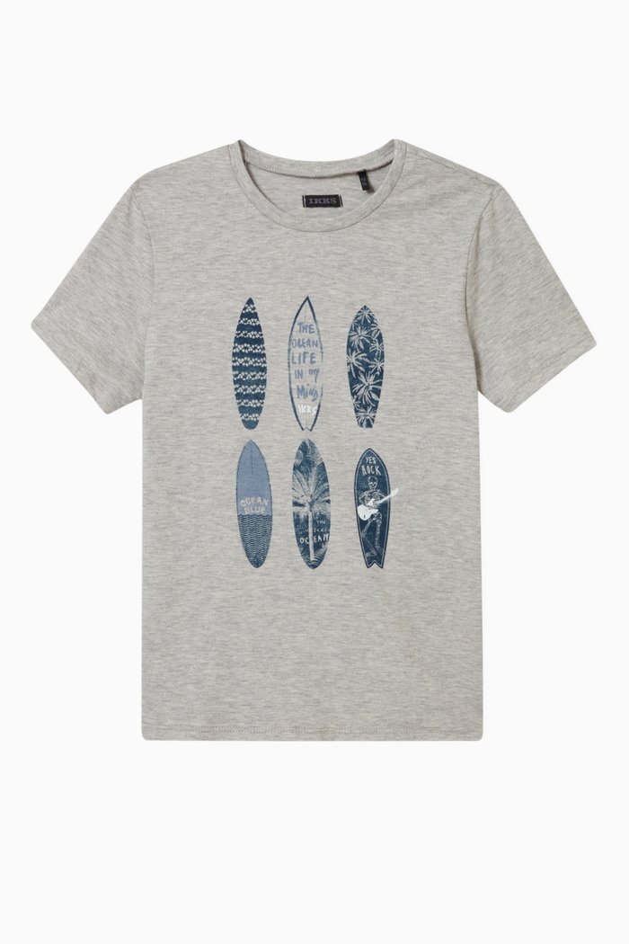 

Surfboards Print T-shirt in Organic Cotton, Grey