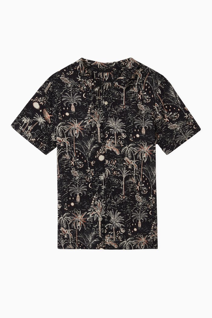 Medina And Palm Tree Print Shirt, Black
