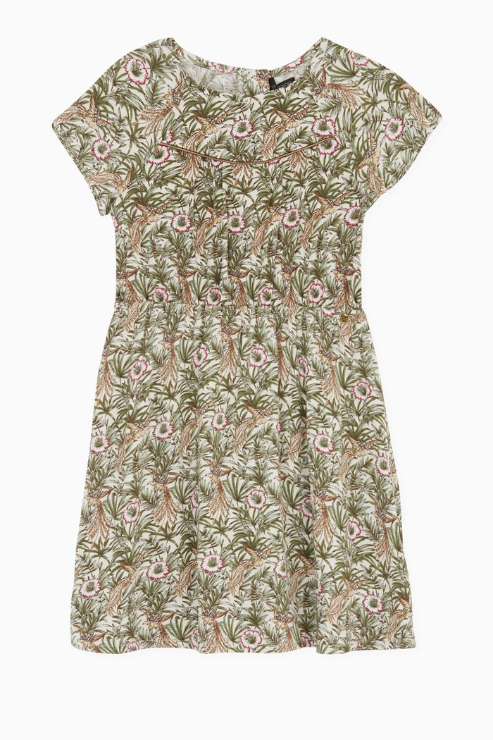 

Jungle Print Dress in Crepe, Neutral