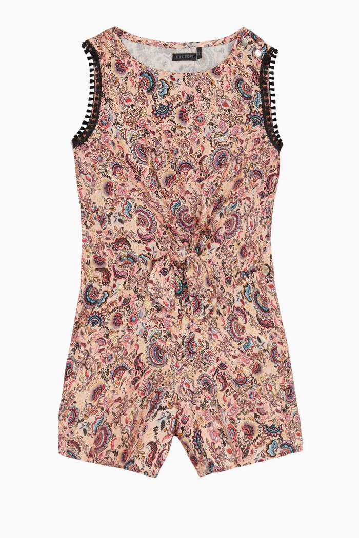 

Lace Motifs Playsuit in Crepe, Pink