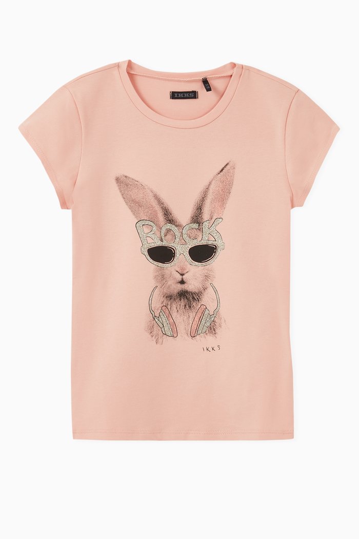 

Powder Rabbit Print T-shirt, Pink