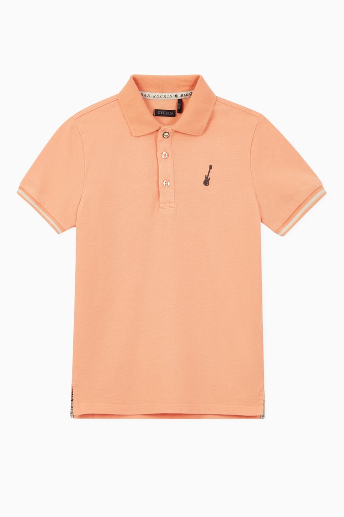

Faded Printed Polo Shirt, Orange
