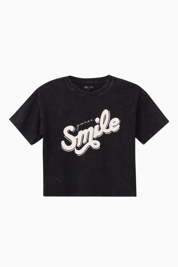 

Acid Wash Slogan Jersey T-Shirt, Black