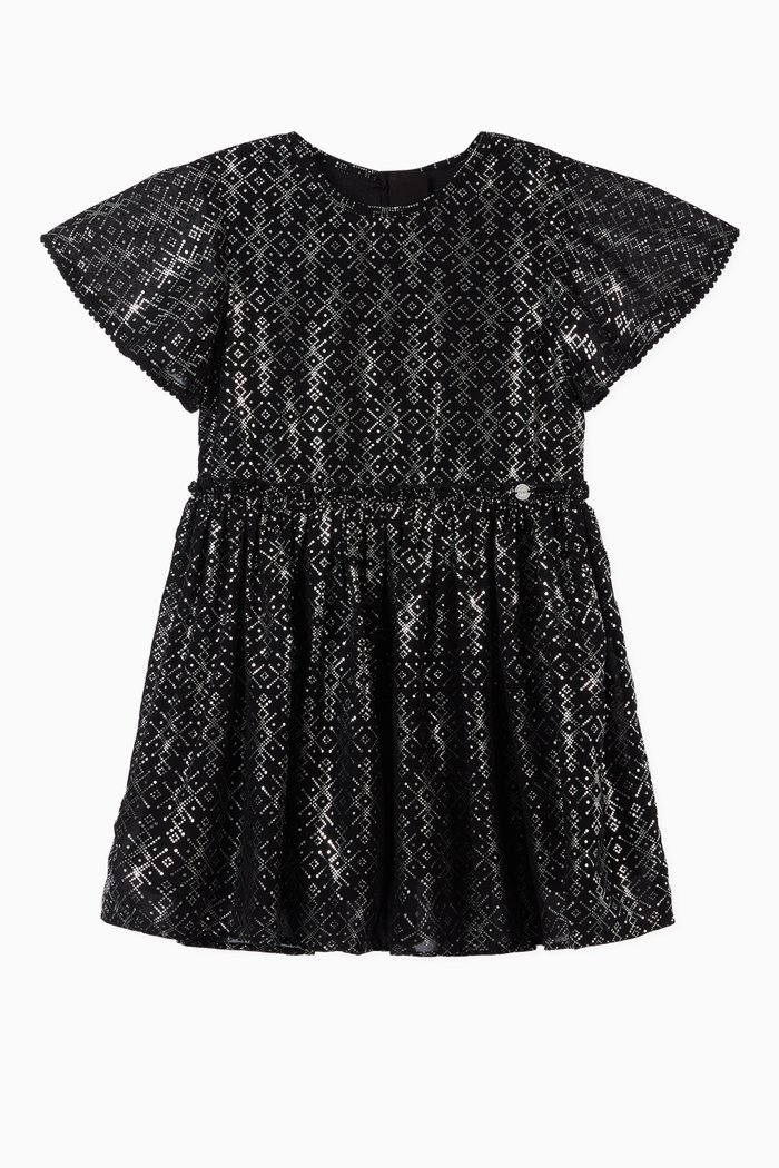 Lacquer Print Skater Dress, Black