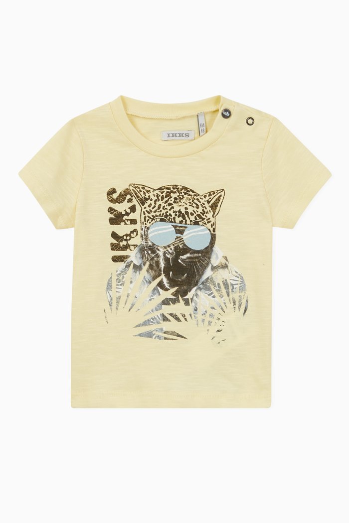 

Leopard Print Cotton T-shirt, Yellow
