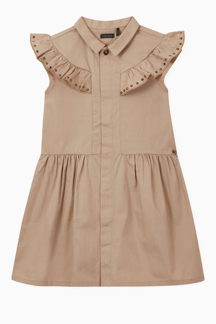 

Ruffles Dress in Cotton, Neutral