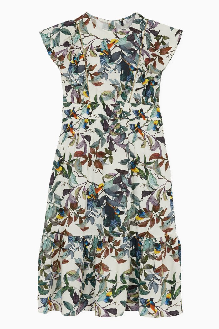 

Jungle Bird Print Dress, White