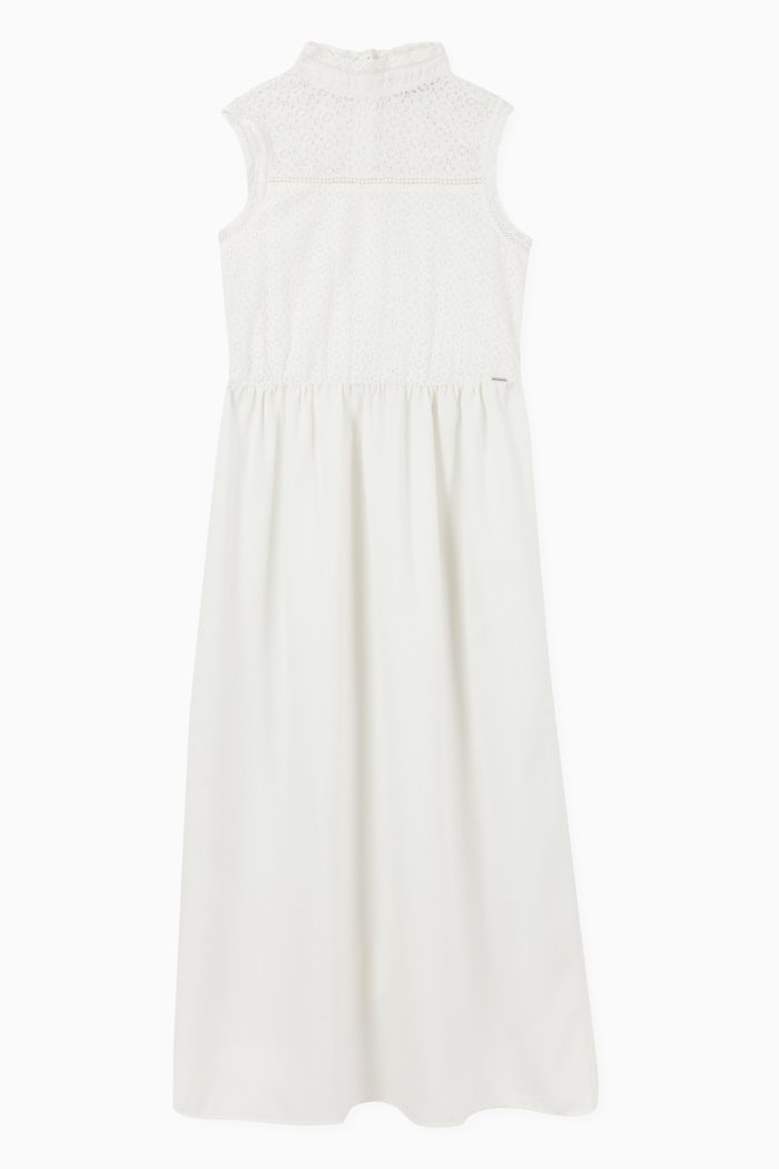 

Lace Top & Jacquard Dress, White