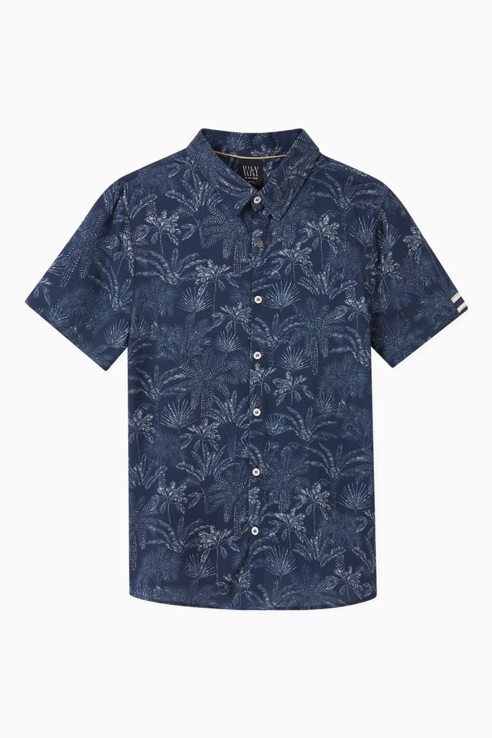 

Palm-Tree Print Shirt, Blue