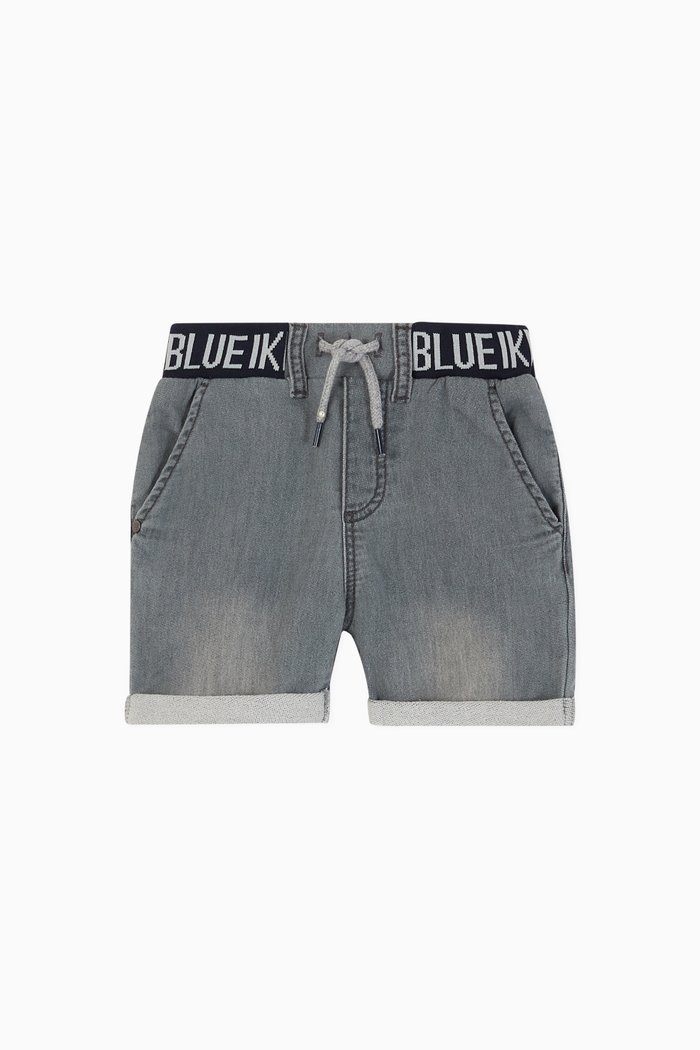 

Logo Waistband Denim Shorts, Grey