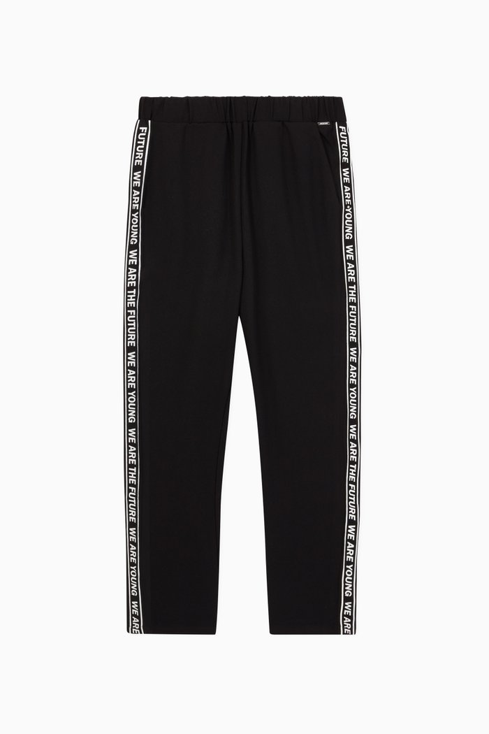 

Flowing Trousers with Side Tape, Black