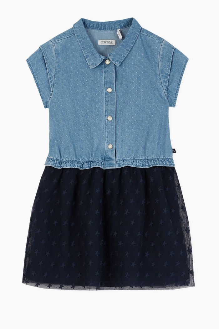 

Cotton & Tulle Shirt Dress, Blue