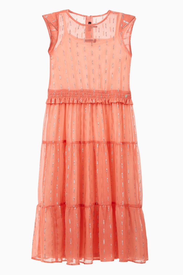 Chiffon Midi Dress, Orange