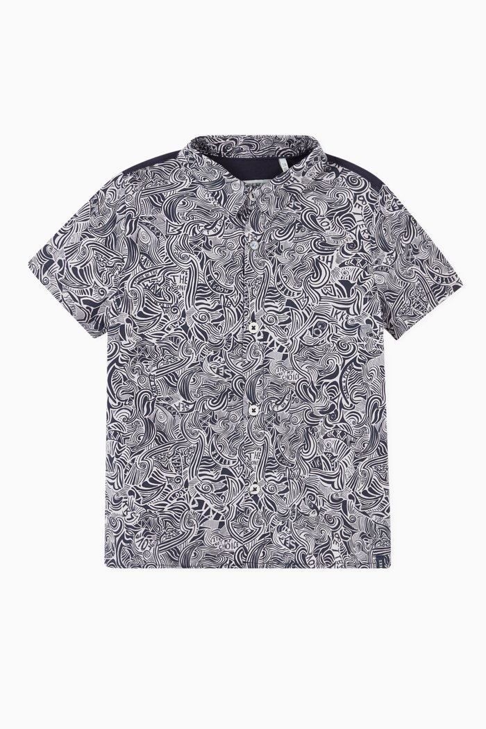 

Maori Print Shirt, Blue