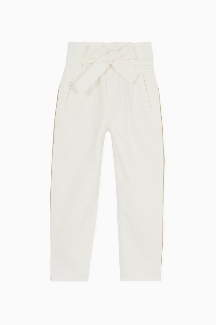 

Paper-bag Pants in Cotton Linen, White