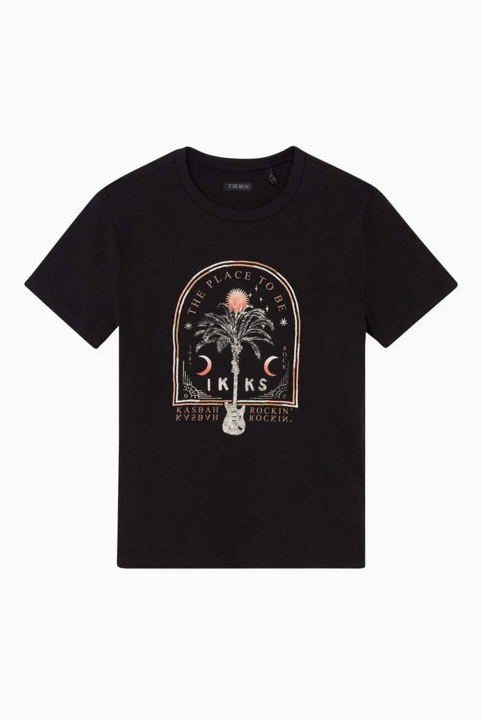 

Palm Tree Embroidered Frame T-shirt in Cotton, Black