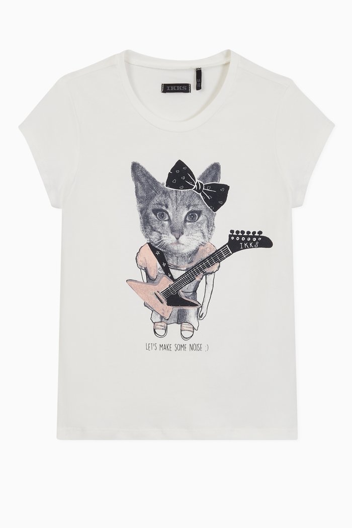 

White Cat Rocker Graphic Jersey T-shirt