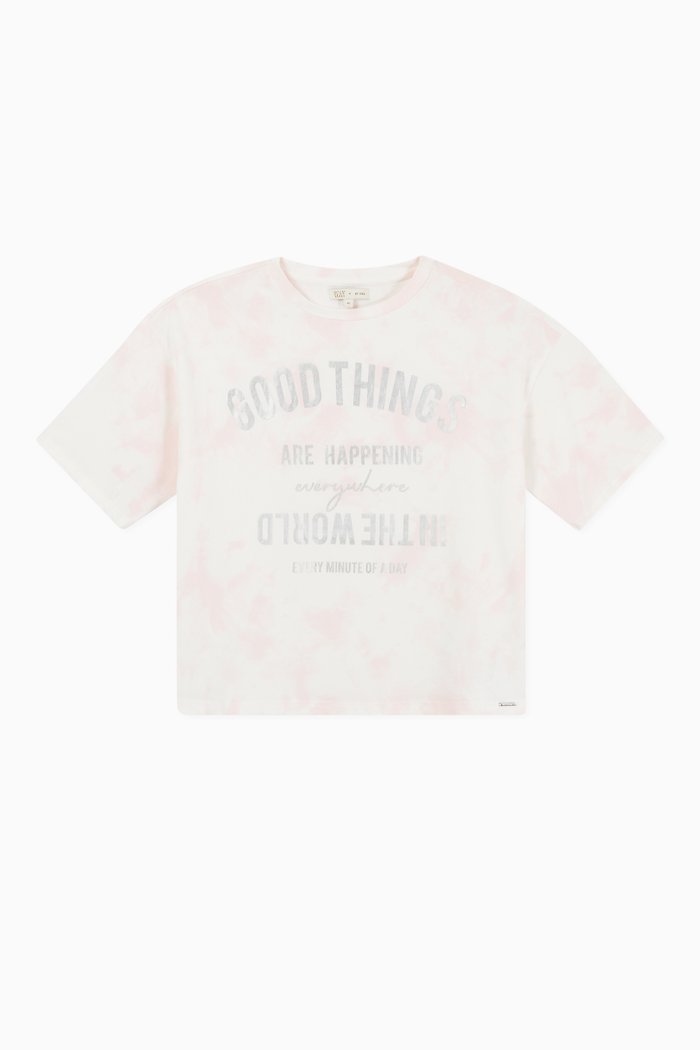 

Tie-dye Metallic Slogan Jersey T-shirt, Pink
