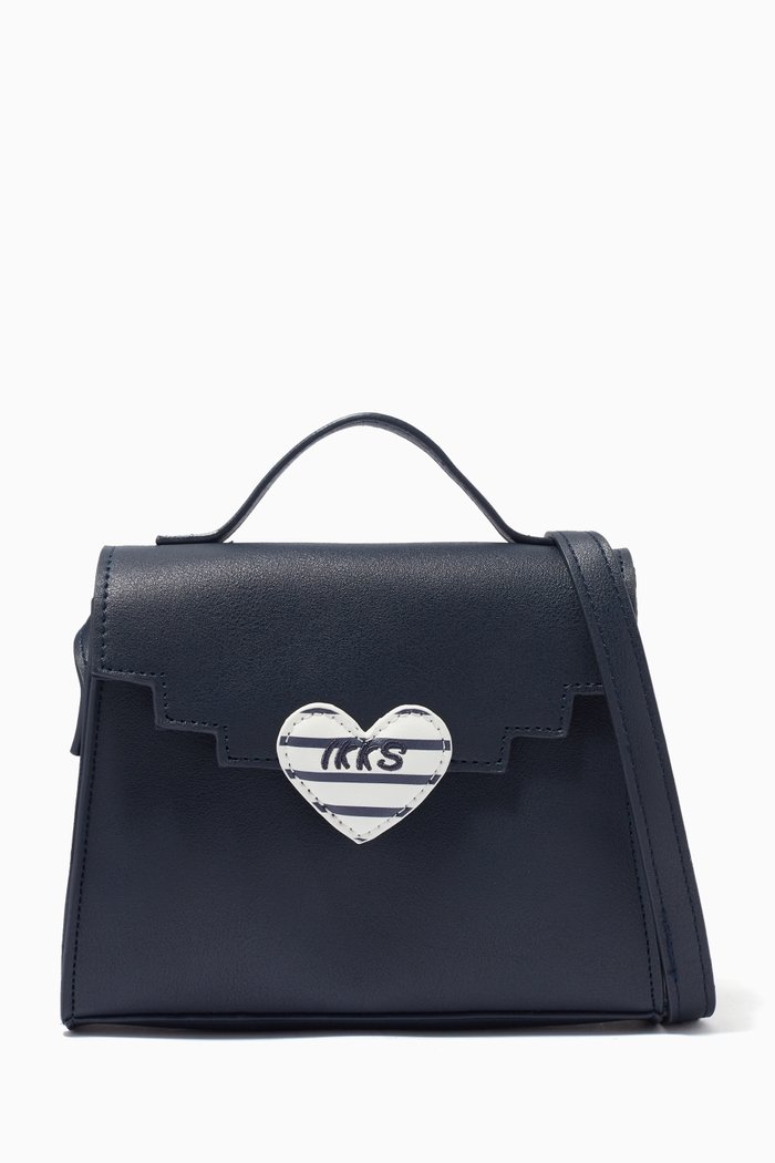 

Striped Heart Handbag, Blue