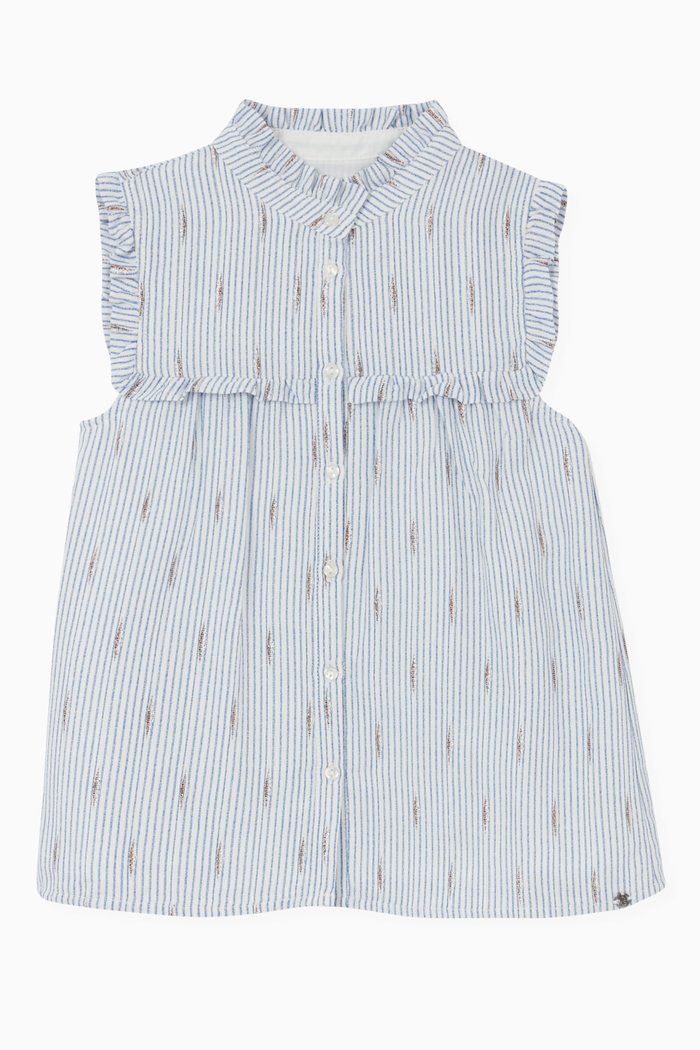 

Stripe Blouse in Cotton, Blue