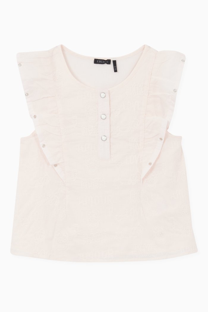 

Embroidered Blouse in Cotton, Pink