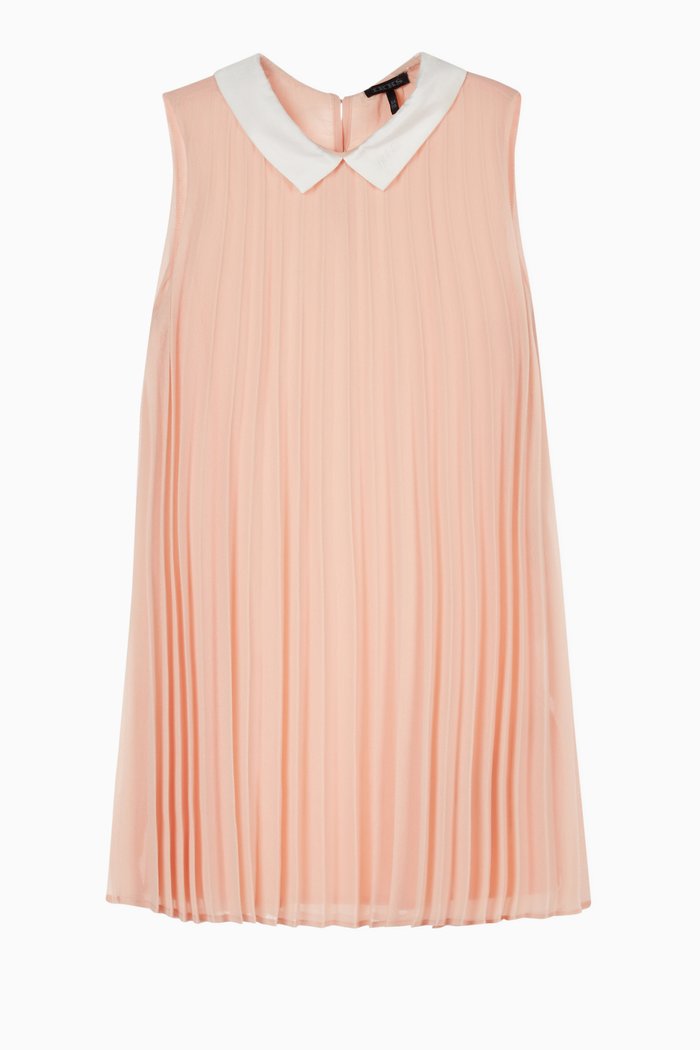 

Pleated Shirt Collar Dress, Pink
