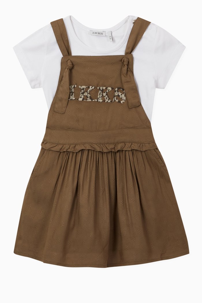 

Embroidered Dress & T-shirt Set, Brown