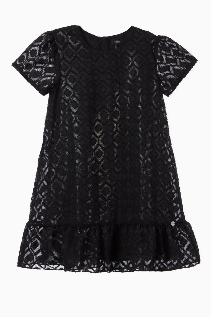 

Embroidered Mesh Dress, Black