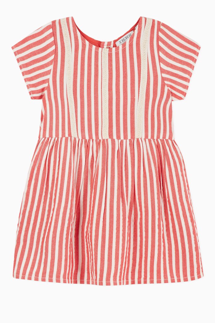 

Striped Ribbon Viscose Dress, Red