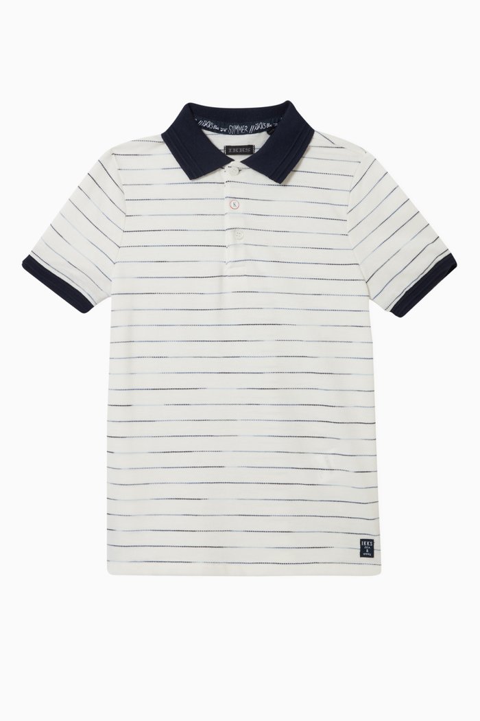 

Polo Shirt with Stripes in Cotton, White
