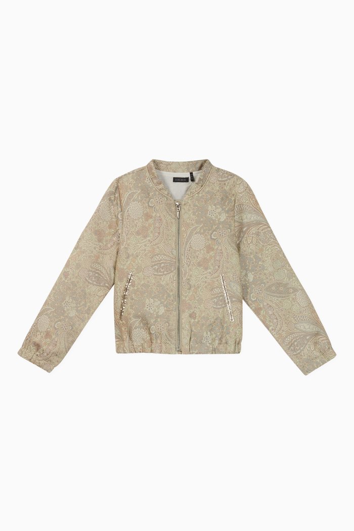 Floral Jacquard Bomber Jacket, Gold