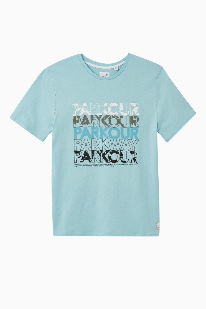 Lettering T-shirt in Cotton Jersey, Blue