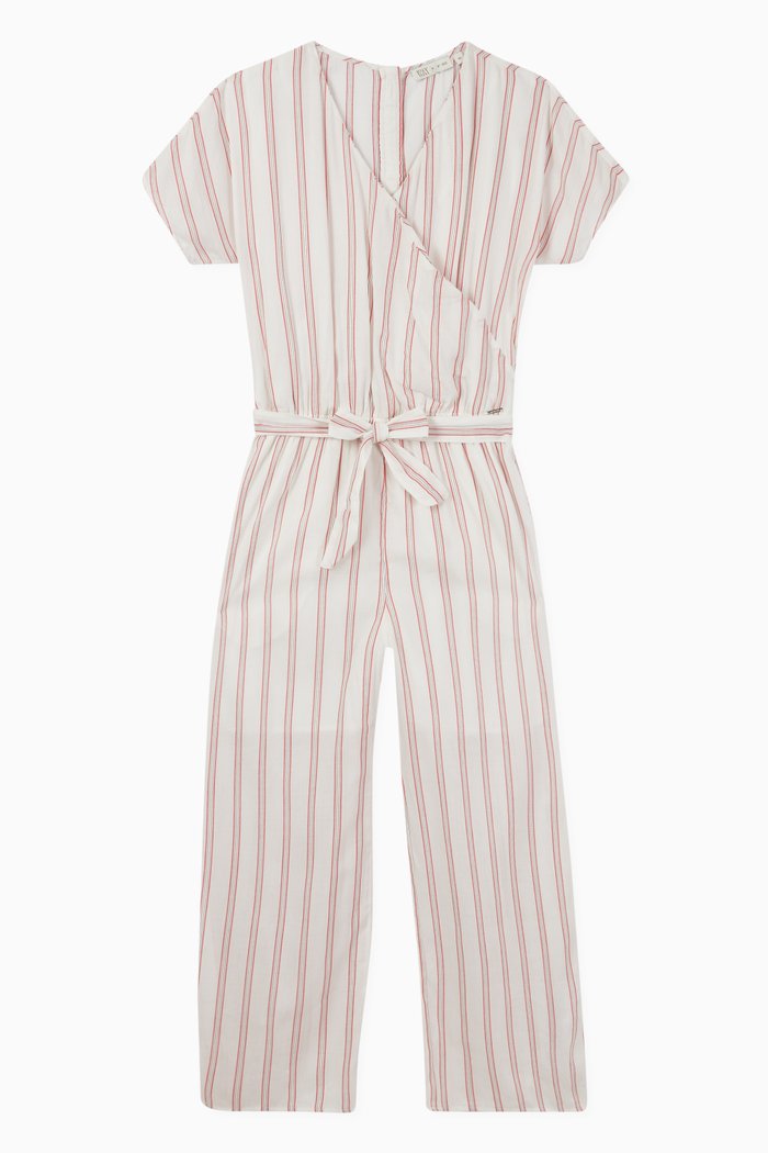 

Striped Jumpsuit in Cotton, White