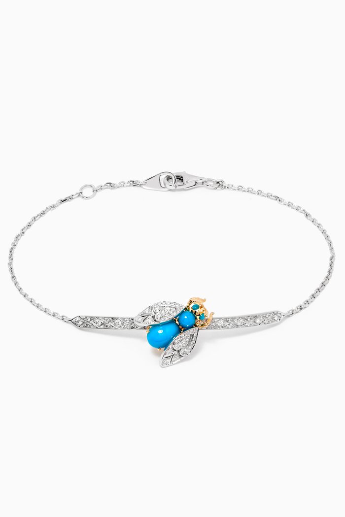 

Enchanted Palace Jewelled Bug Bracelet in 18kt White Gold, Blue