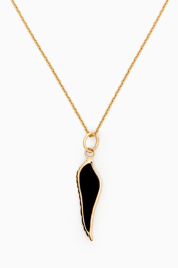 

Wings Small Onyx Pendant in 18kt Yellow Gold, Black